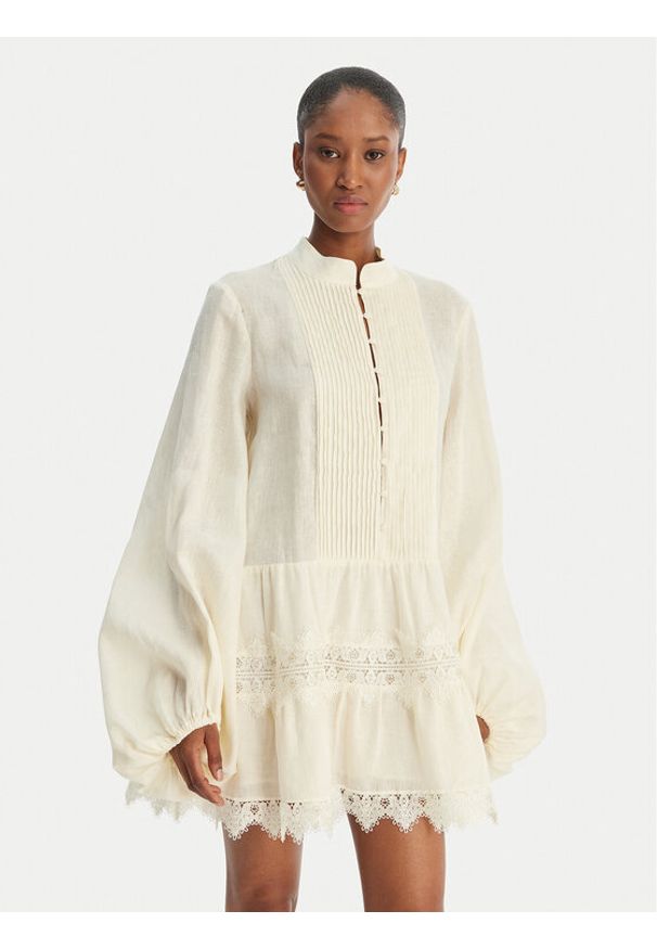 BARDOT - Bardot Sukienka letnia Antonia 59849DB Beżowy Relaxed Fit. Kolor: beżowy. Materiał: len. Sezon: lato