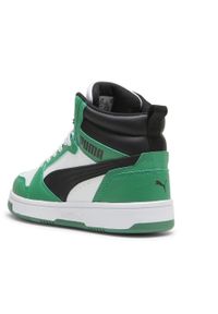 Puma - Młodzieżowe sneakersy Rebound V6 Mid PUMA White Archive Green Black. Kolor: wielokolorowy, czarny, biały, zielony. Sport: koszykówka