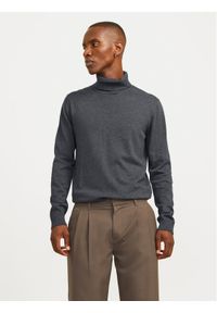 Jack & Jones Golf Basic 12258051 Szary Regular Fit. Typ kołnierza: golf. Kolor: szary. Materiał: bawełna #1