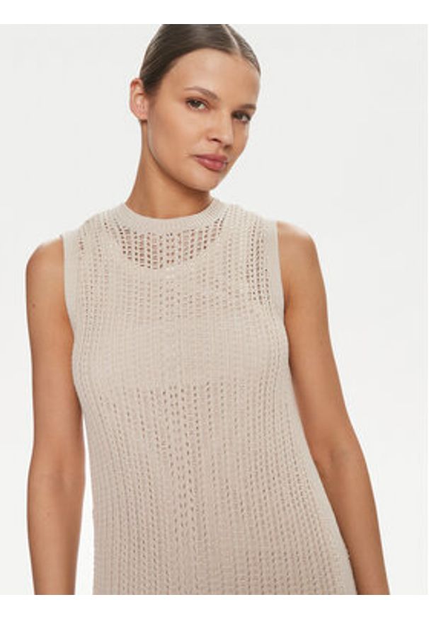 Marella Sukienka dzianinowa Lisetta 2413621015 Beżowy Regular Fit. Kolor: beżowy. Materiał: bawełna