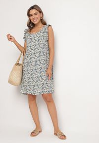 Born2be - Niebieska Rozkloszowana Sukienka Bawełniana bez Rękawów w Wzór Paisley Tullio. Okazja: na co dzień. Kolor: niebieski. Materiał: bawełna. Długość rękawa: bez rękawów. Wzór: paisley. Styl: casual, elegancki #7