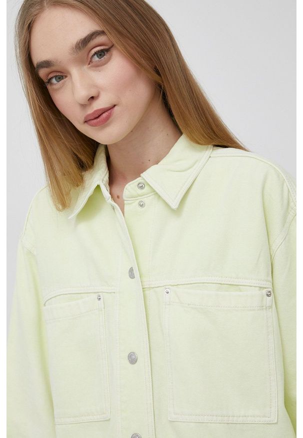 Tom Tailor kurtka jeansowa damska kolor zielony przejściowa oversize. Kolor: zielony. Materiał: jeans