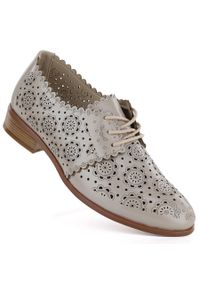 POTOCKI - Półbuty damskie oxfordy ażurowe złote Potocki 12778. Kolor: złoty. Materiał: skóra ekologiczna. Wzór: ażurowy. Styl: elegancki #1