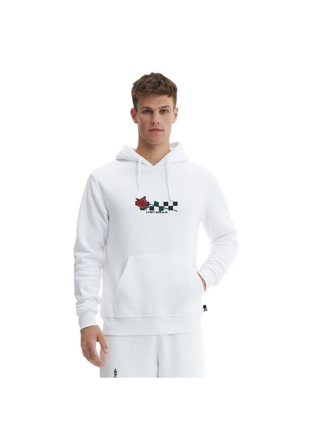 Cropp - Biała bluza z kapturem - Biały. Typ kołnierza: kaptur. Kolor: biały. Materiał: bawełna, dresówka, dzianina. Wzór: nadruk