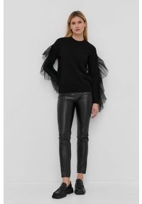 Red Valentino Sweter z domieszką wełny damski kolor czarny. Kolor: czarny. Materiał: wełna #4