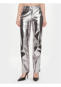 Guess Spodnie z imitacji skóry W4RB33 WFWP0 Srebrny Regular Fit. Kolor: srebrny. Materiał: skóra #1