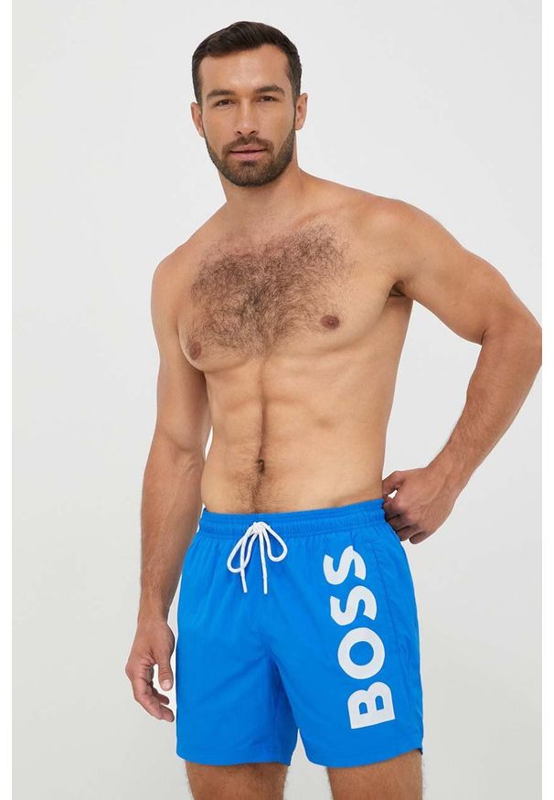 BOSS szorty kąpielowe kolor niebieski. Kolor: niebieski. Materiał: materiał