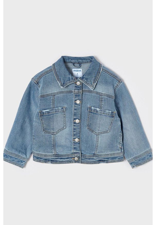 Mayoral Kurtka jeansowa dziecięca kolor fioletowy. Okazja: na co dzień. Kolor: fioletowy. Materiał: jeans. Styl: casual