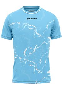 T-shirt Sportowy Givova Graphite Sky-White - Lekki i Oddychający. Kolor: niebieski, biały, wielokolorowy. Materiał: poliester. Wzór: haft, nadruk. Sport: fitness, piłka nożna