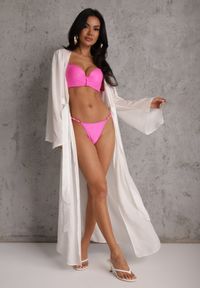 Renee - Fuksjowe Bikini Dwuczęściowe z Biustonoszem Push-Up i Metalowymi Zapięciami Coraeva. Kolor: różowy. Wzór: aplikacja #3