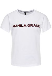 Manila Grace T-Shirt T169CU Biały Regular Fit. Kolor: biały. Materiał: bawełna #5