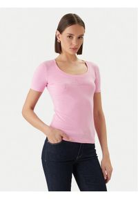 Just Cavalli T-Shirt 80PAHE22 CJ112 Różowy Slim Fit. Kolor: różowy. Materiał: bawełna #1