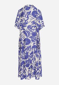 Born2be - Niebieska Wiskozowa Rozkloszowana Sukienka z Falbaną Filindania. Okazja: na co dzień. Kolor: niebieski. Materiał: wiskoza. Styl: casual, elegancki #2