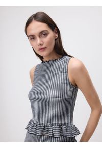 Reserved - Top w kratkę vichy - czarny. Kolor: czarny. Materiał: dzianina. Wzór: kratka #1