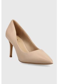 Aldo szpilki skórzane kolor beżowy. Kolor: beżowy. Materiał: skóra. Obcas: na szpilce. Wysokość obcasa: średni #3