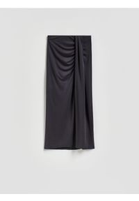 Reserved - Spódnica z modalem - ciemnoszary. Kolor: szary. Materiał: dzianina