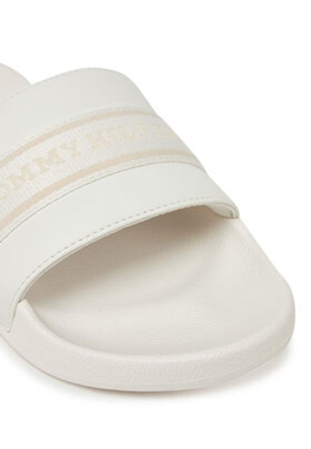 TOMMY HILFIGER - Tommy Hilfiger Klapki Hilfiger Poolside With Webbing FW0FW08529 Biały. Kolor: biały. Materiał: skóra