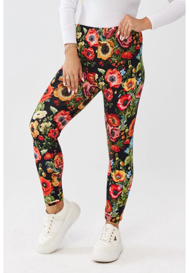Moda Size Plus Iwanek - Klasyczne wygodne legginsy w maki OVERSIZE PLUS SIZE XXL. Okazja: na co dzień. Kolekcja: plus size. Materiał: tkanina, dzianina, materiał, bawełna, elastan. Długość: krótkie. Wzór: kwiaty. Styl: klasyczny