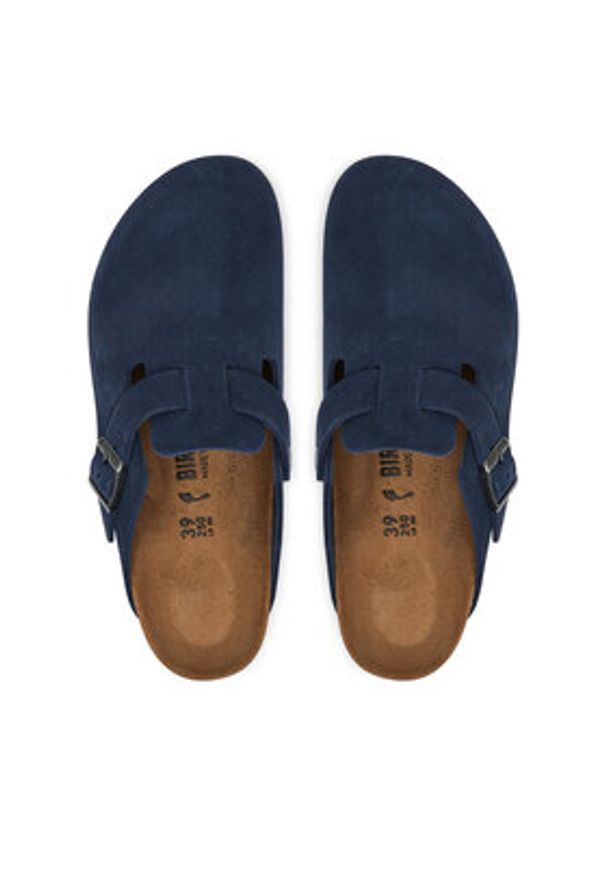 Birkenstock Klapki Boston 1030902 Granatowy. Kolor: niebieski. Materiał: zamsz, skóra