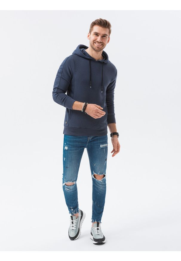 Niebieska bluza Ombre Clothing z kapturem