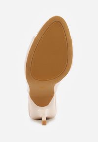 Born2be - Beżowe Lakierowane Klapki VICES na Szpilce z Wyciętą Cholewką i Kokardą Vilinelin. Okazja: na wesele, na co dzień, na ślub cywilny. Kolor: beżowy. Materiał: lakier. Obcas: na szpilce. Styl: wizytowy, casual, klasyczny, elegancki #6