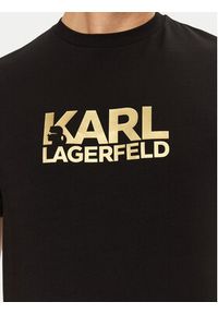 Karl Lagerfeld - KARL LAGERFELD T-Shirt 755087 551235 Czarny Regular Fit. Typ kołnierza: dekolt w karo. Kolor: czarny. Materiał: bawełna #3