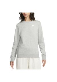 Bluza Nike Sportswear Club Fleece DQ5473-063 - szara. Kolor: szary. Materiał: bawełna, poliester. Wzór: aplikacja