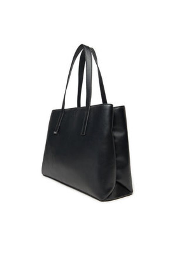 Calvin Klein Torebka Ck Plaque Medium Shopper K60K612782 Czarny. Kolor: czarny. Materiał: skórzane