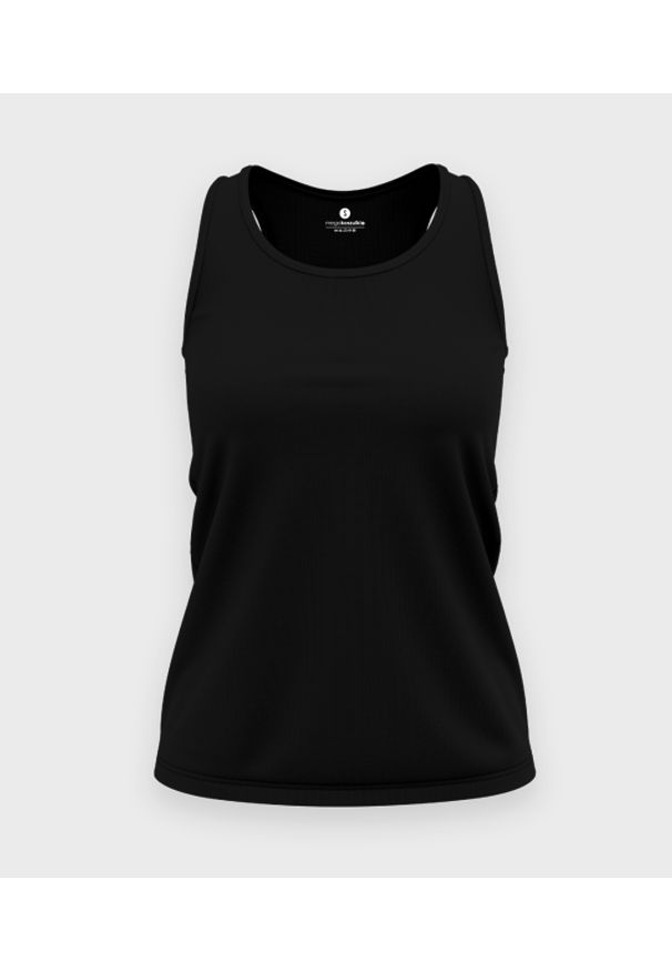 MegaKoszulki - Damska koszulka bez rękawów (bez nadruku, gładka) - czarna. Kolor: czarny. Materiał: bawełna. Długość rękawa: bez rękawów. Wzór: gładki