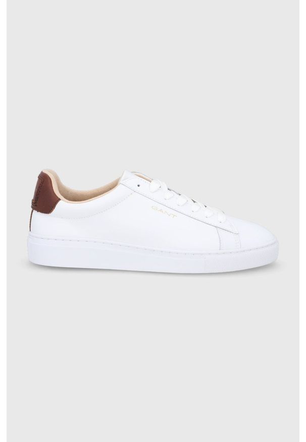 GANT - Gant Buty skórzane kolor biały. Nosek buta: okrągły. Zapięcie: sznurówki. Kolor: biały. Materiał: skóra
