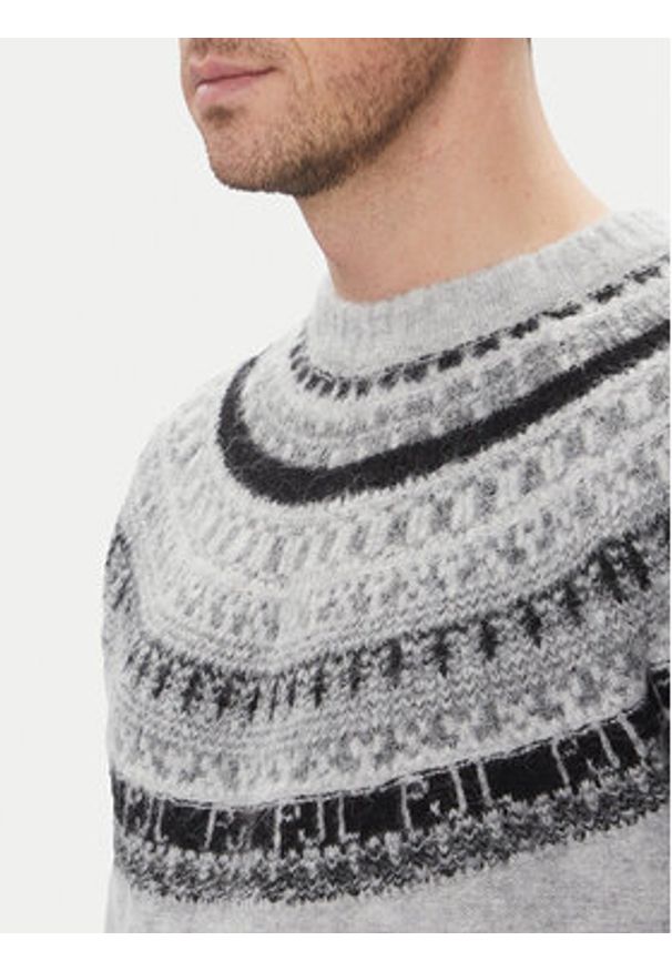 Pepe Jeans Sweter Fairisle PM702504 Szary Regular Fit. Kolor: szary. Materiał: syntetyk