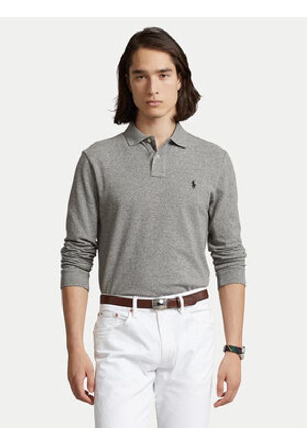 Polo Ralph Lauren Polo 710681126003 Szary Slim Fit. Typ kołnierza: polo. Kolor: szary. Materiał: bawełna