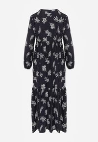 Renee - Niebieska Wiskozowa Sukienka o Rozkloszowanym Kroju z Guzikami przy Dekolcie Seave. Okazja: na co dzień. Kolor: niebieski. Materiał: wiskoza. Wzór: nadruk. Typ sukienki: rozkloszowane, oversize. Styl: boho, casual #7