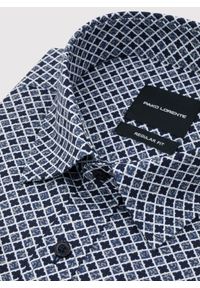 Pako Lorente - PAKO LORENTE – Granatowa koszula we wzór geometryczny. Kolor: niebieski. Materiał: elastan, bawełna. Długość rękawa: długi rękaw. Długość: długie. Wzór: geometria #5