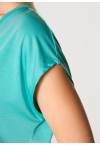 T-shirt z zamkiem, krótki rękaw bonprix zielony oceaniczny. Kolor: zielony. Materiał: materiał, poliester, elastan, wiskoza. Długość rękawa: krótki rękaw. Długość: krótkie #2