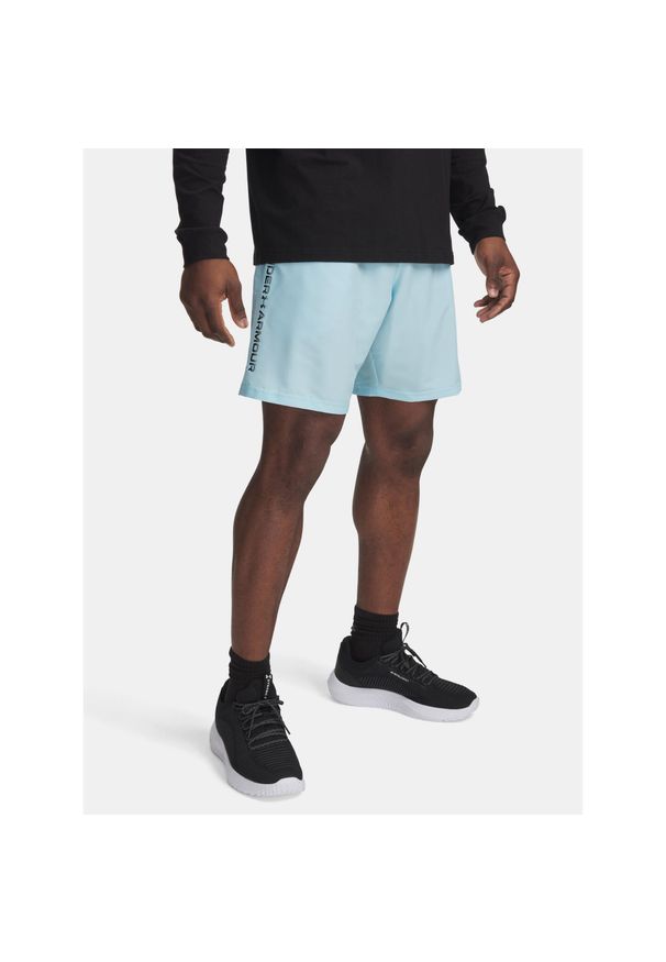 Spodenki treningowe męskie Under Armour Woven Wordmark. Kolor: niebieski. Długość: krótkie. Sezon: lato