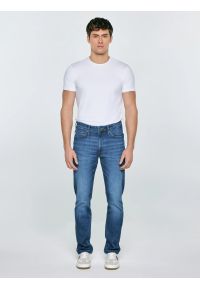 Big-Star - Jeansy męskie dopasowane granatowe Terry High Waist 552. Okazja: na co dzień. Stan: podwyższony. Kolor: niebieski. Styl: casual, klasyczny #4