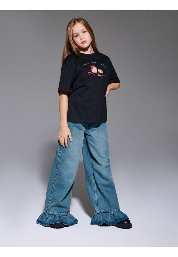 Sinsay - Bawełniana koszulka z nadrukiem Pusheen the Cat - czarny. Kolor: czarny. Materiał: bawełna. Wzór: nadruk