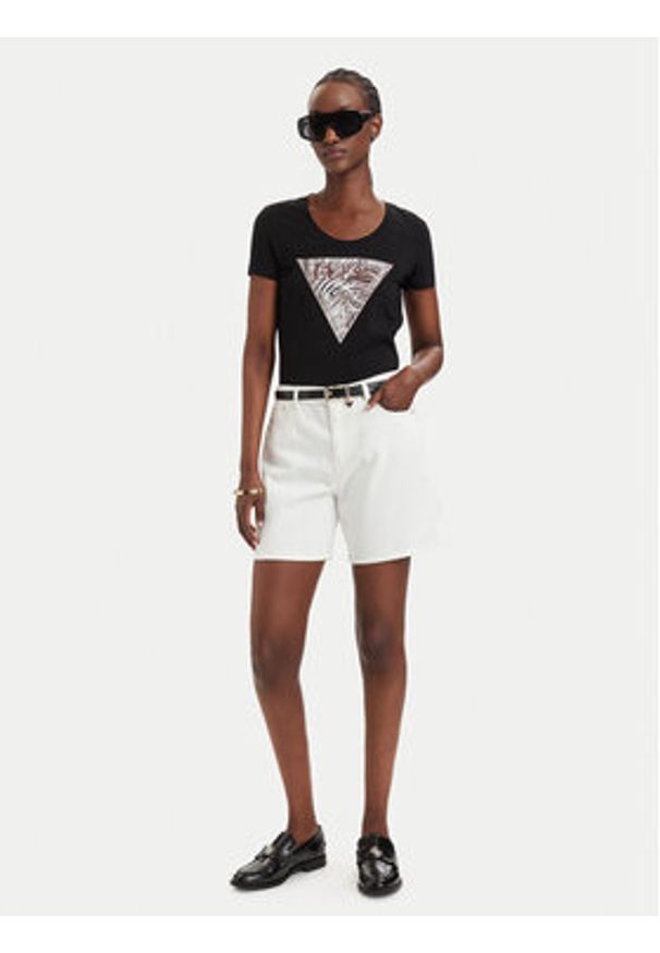 Guess Szorty jeansowe W6GD1A D0704 Biały Relaxed Fit. Kolor: biały. Materiał: bawełna
