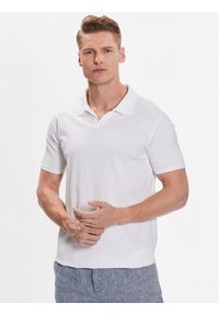 Lindbergh Polo 30-404036 Biały Slim Fit. Typ kołnierza: polo. Kolor: biały. Materiał: bawełna #1