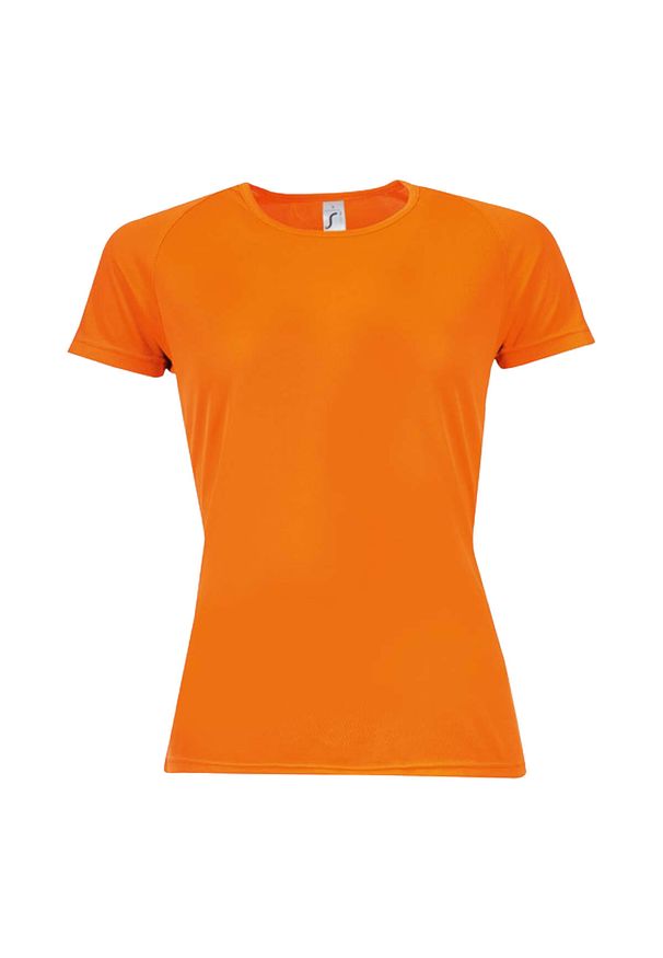 SOL'S - Koszulka Damska Sportowa Raglanowa. Kolor: żółty, wielokolorowy, pomarańczowy. Długość rękawa: raglanowy rękaw. Sport: turystyka piesza