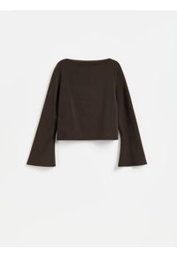 Reserved - Longsleeve z modalem - ciemnobrązowy. Kolor: brązowy. Materiał: dzianina. Długość rękawa: długi rękaw #1