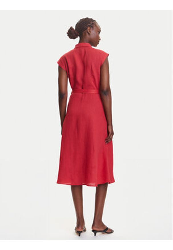 Marella Sukienka koszulowa Rodesia 2515221262 Czerwony Regular Fit. Kolor: czerwony. Materiał: len. Typ sukienki: koszulowe
