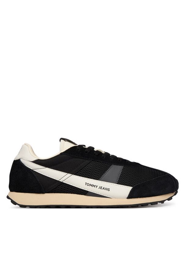 Tommy Jeans Sneakersy Retro Runner Archive Open Mesh EM0EM01715 Czarny. Kolor: czarny. Materiał: skóra, zamsz