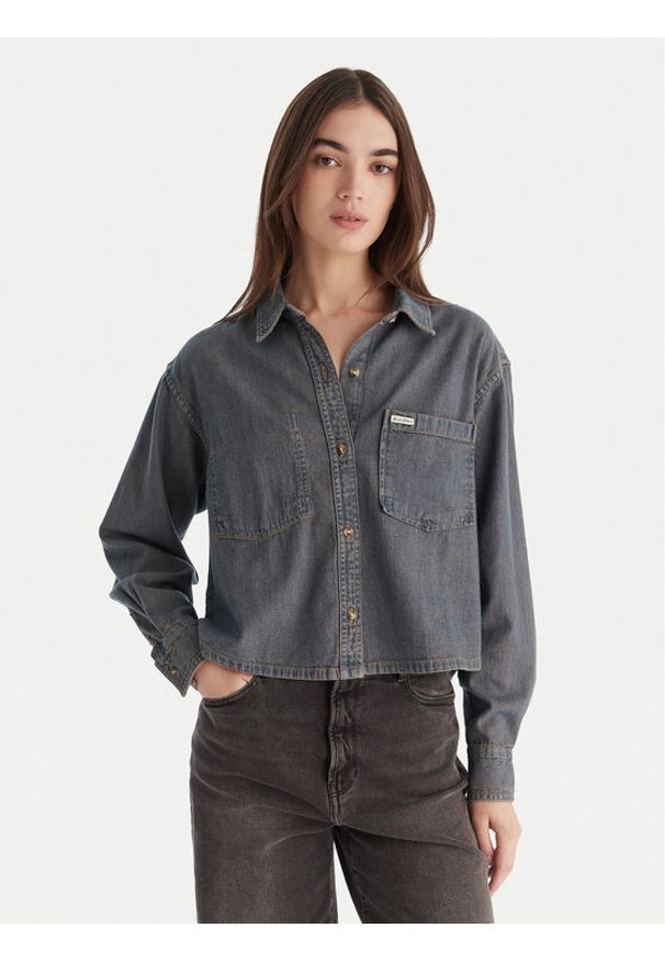 Guess Jeans Koszula jeansowa W5BH0D D5M8E Niebieski Relaxed Fit. Kolor: niebieski. Materiał: bawełna