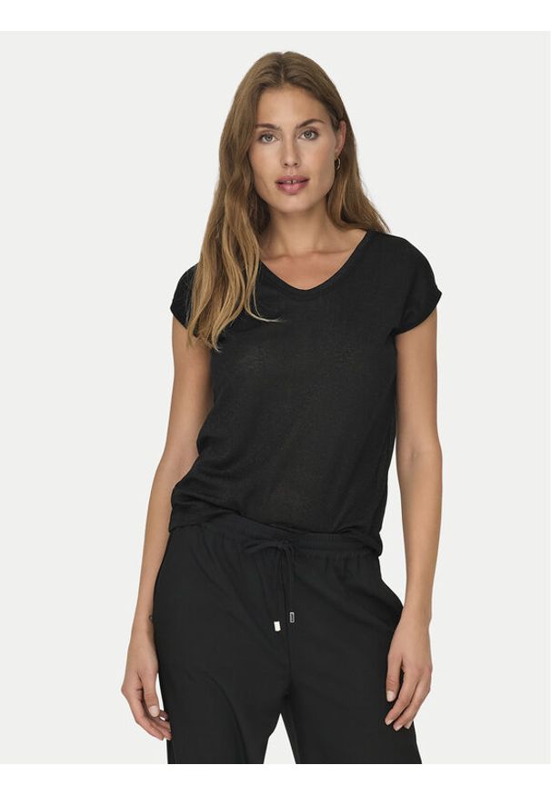 only - ONLY T-Shirt Silvery 15136069 Czarny Loose Fit. Kolor: czarny. Materiał: syntetyk