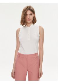 TOMMY HILFIGER - Tommy Hilfiger Polo 1985 WW0WW41794 Biały Slim Fit. Typ kołnierza: polo. Kolor: biały. Materiał: bawełna