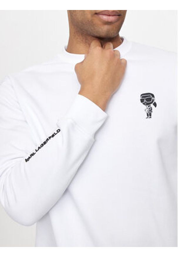 Karl Lagerfeld - KARL LAGERFELD Bluza 705400 543910 Biały Relaxed Fit. Typ kołnierza: dekolt w karo. Kolor: biały. Materiał: bawełna