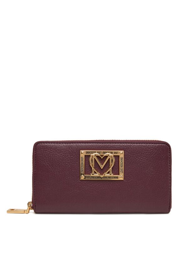 Love Moschino - LOVE MOSCHINO Duży Portfel Damski JC5603PP1NLI0552 Bordowy. Kolor: czerwony. Materiał: skóra