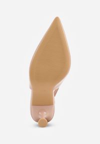 Renee - Beżowe Lakierowane Sandały Szpilki Typu Slingback Ulios. Okazja: na co dzień. Kolor: beżowy. Materiał: lakier. Obcas: na szpilce. Styl: casual, klasyczny, elegancki. Wysokość obcasa: średni #2